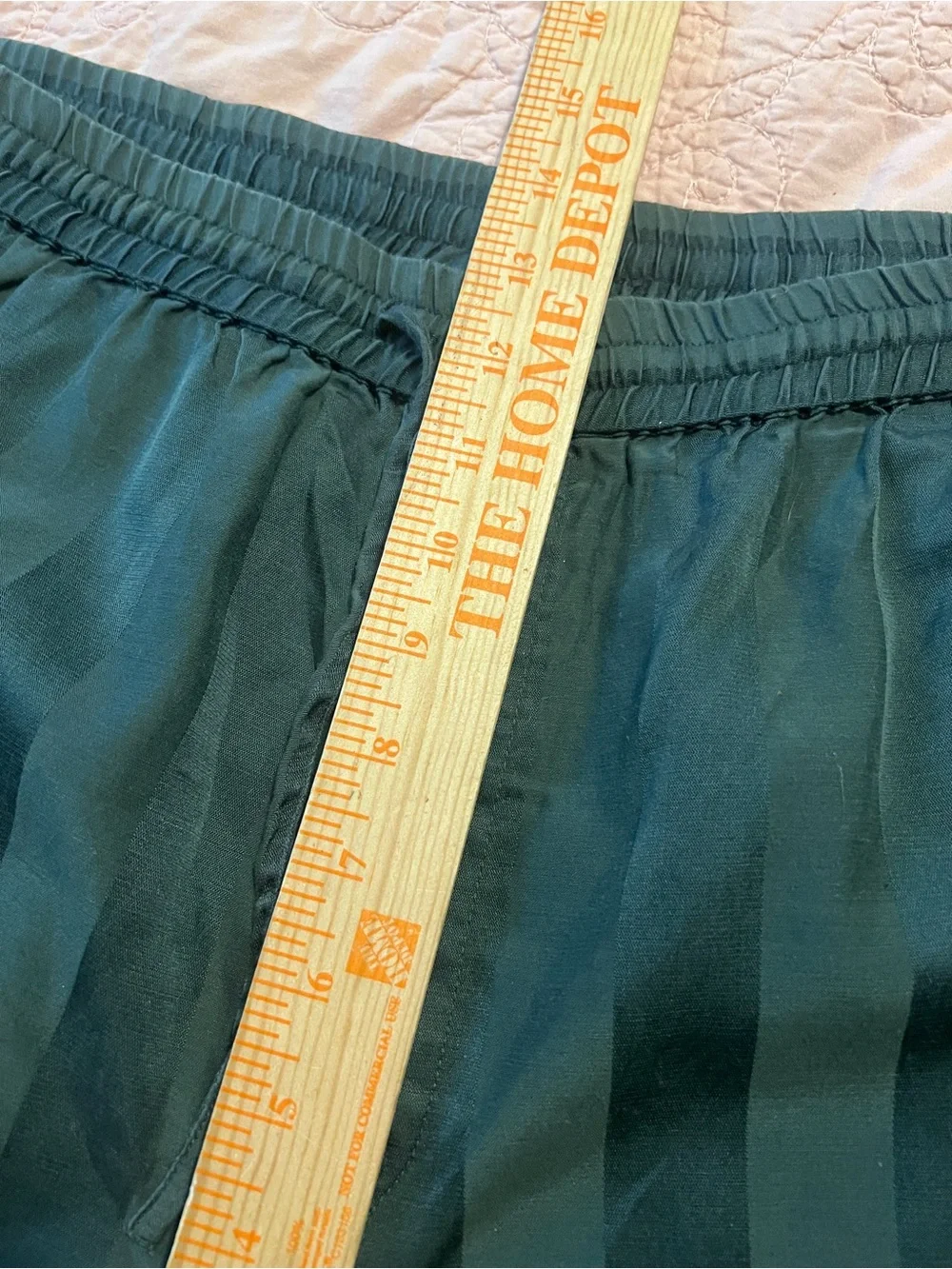 Men's Silk Blend Dark Green Stripe Drawstring Pajama Pants L